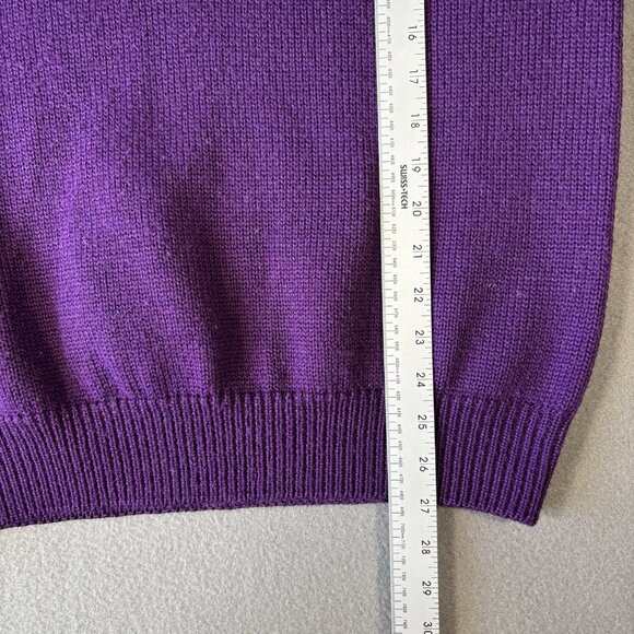 VTG 80s Grape Leaf Knit Sweater Womens M Purple Turquoise Retro Floral Pastel - Picture 3 of 12